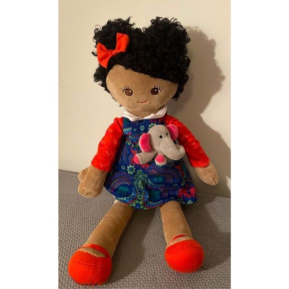 Scentsy Buddy Friend Emily Rag Cloth Doll Dark Hair Elephant plush toy attached - Picture 2 of 8